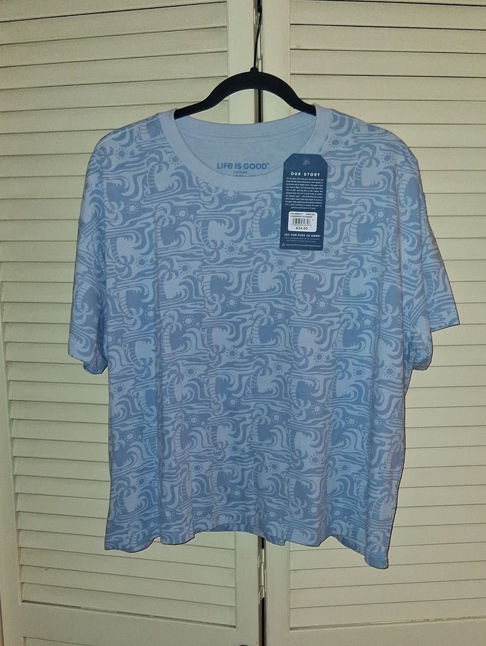 Life Is Good Light Blue Wave Print Tee